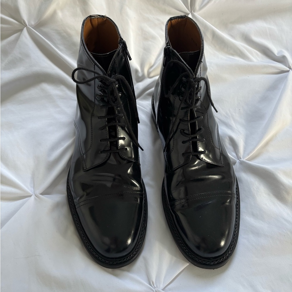 Men's Black Patent Leather Boots
